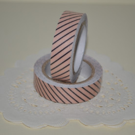 Лента тканевая на клеевой основе, бежевая с черной полосой, 15 мм, 4 м