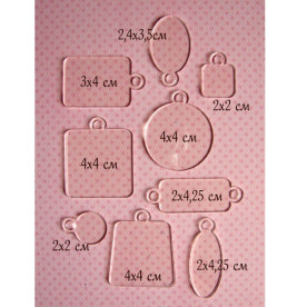 Набор фигурок из акрила "Стеклышки - теги", 9 шт.