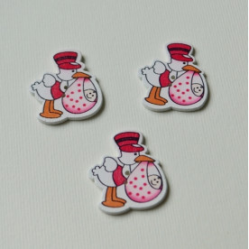 Деревянная пуговица Аист красный, 1 шт., 33х29 мм