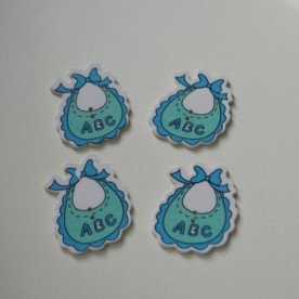 Деревянная пуговица Слюнявчик голубой, 1 шт., 36х29 мм