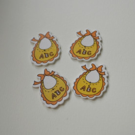 Дерев'яна гудзик Слинявчик жовтий, 1 шт., 36х29 мм