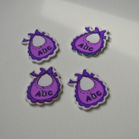 Деревянная пуговица Слюнявчик фиолетовый, 1 шт., 36х29 мм