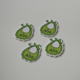 Деревянная пуговица Слюнявчик зеленый , 1 шт., 36х29 мм