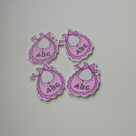 Деревянная пуговица Слюнявчик розовый, 1 шт., 36х29 мм