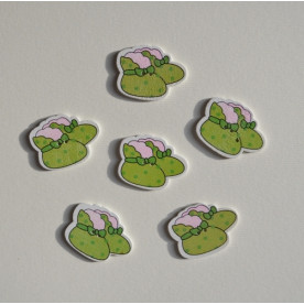 Дерев'яна гудзик Пінетки зелені, 1 шт., 34х26 мм