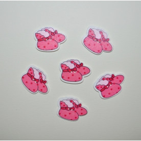 Дерев'яна гудзик Пінетки червоні, 1 шт., 34х26 мм