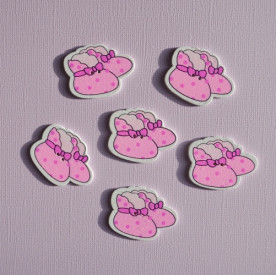 Дерев'яна гудзик Пінетки рожеві, 1 шт., 34х26 мм