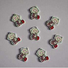 Деревянная пуговица Малыш с бутылочкой красный, 30х26 мм, 1 шт