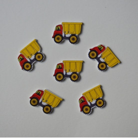 Деревянная пуговица Грузовик желтый, 25х12 мм, 1 шт