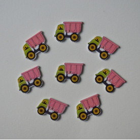 Деревянная пуговица Грузовик розовый , 25х12 мм, 1 шт