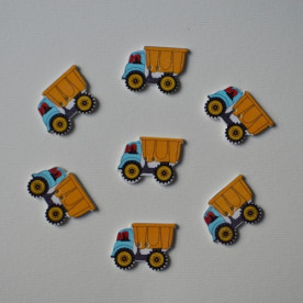 Деревянная пуговица Грузовик оранжевый , 25х12 мм, 1 шт