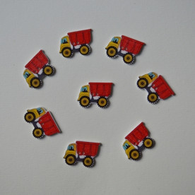 Дерев'яна гудзик Вантажівка яскраво-червоний, 25х12 мм, 1 шт