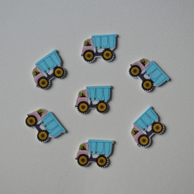 Дерев'яна гудзик Вантажівка блакитний, 25х12 мм, 1 шт