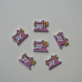 Дерев'яна гудзик Швейна машинка бордова, 20х26 мм., 1 шт