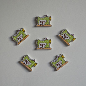 Дерев'яна гудзик Швейна машинка салатова, 20х26 мм., 1 шт