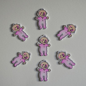 Деревянная пуговица Малыш с соской розовый , 39х26 мм, 1 шт