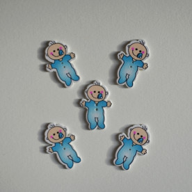 Деревянная пуговица Малыш с соской голубой , 39х26 мм, 1 шт