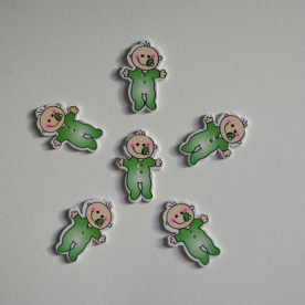 Деревянная пуговица Малыш с соской зеленый, 39х26 мм, 1 шт