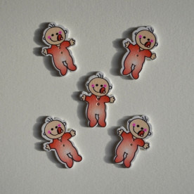 Деревянная пуговица Малыш с соской персиковый, 39х26 мм, 1 шт