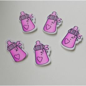 Дерев'яна гудзик Пляшка яскраво рожевий, 37х23 мм, 1 шт