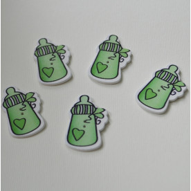 Деревянная пуговица Бутылочка зеленая , 37х23 мм, 1 шт