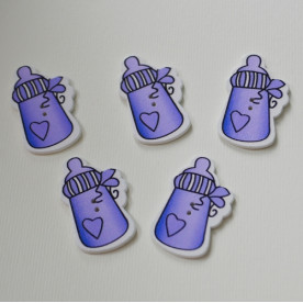 Дерев'яна гудзик Пляшка, фіолетова 37х23 мм, 1 шт.