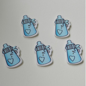  Дерев'яна гудзик Пляшка, блакитна, 37х23 мм, 1 шт.