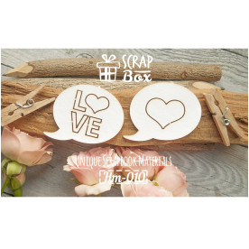 Чипборд "Бабл с сердечком", 2 шт, размер 38*30 мм от Scrapbox