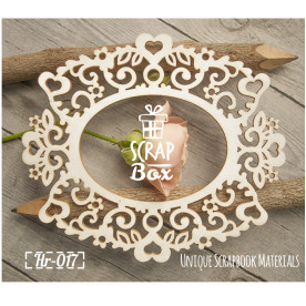 Чипборд "Кружевная рамка с цветами и сердечками", размер 85*100 мм от Scrapbox