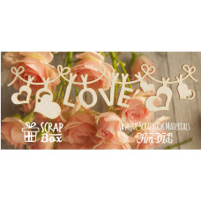 Чіпборд "Напис Love на мотузочці", розмір 120 * 35 мм від Scrapbox