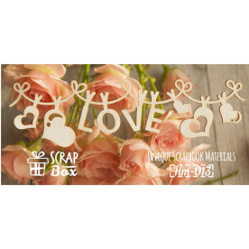Чипборд "Надпись Love на веревочке", размер 120*35 мм от Scrapbox