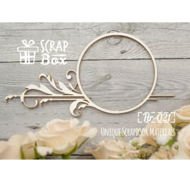 Чіпборд кругла рамка "З елементами бароко" №2, розмір 128 * 62 мм від Scrapbox