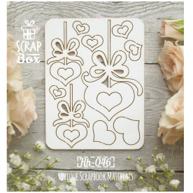 Чіпборд набір "Сердечка з бантиками", розмір 5 * 85 мм від Scrapbox