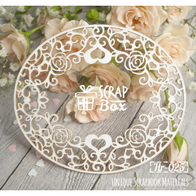 Чипборд овальная рамка "Розы и сердечки", размер 119*50 мм от Scrapbox