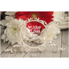 Чіпборд кругла рамка "З елементами бароко" №3, 132х76мм, Scrapbox