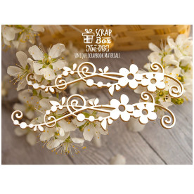 Чипборд бордюр цветочный с завитками, 2 шт, 84х29мм, Scrapbox