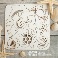 Чіпборд набір малий "Морський", розмір 96 * 98 мм від Scrapbox