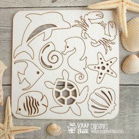 Чіпборд набір малий "Морський", розмір 96 * 98 мм від Scrapbox