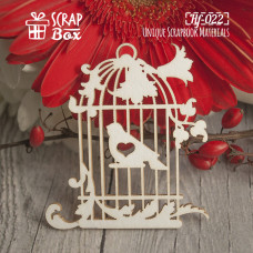 Чіпборд клітина з пташкою №1, 52х58мм, Scrapbox