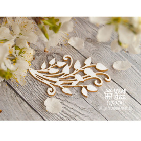 Чипборд веточка с завитушками и листиками, 45х30мм, Scrapbox