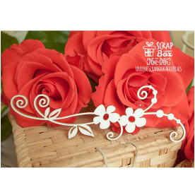 Чипборд цветочная ветка бордюр с завитками, размер 121*47 мм от Scrapbox