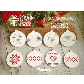 Чипборд " Елочные шары для вышивки", 4 шт, размер 35*42 мм от Scrapbox