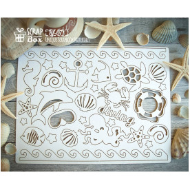Чипборд набор "Морской", размер 192*148 мм от Scrapbox