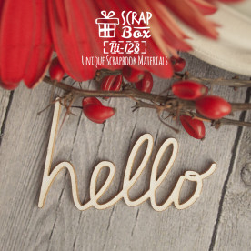 Чіпборд напис "Hello", розмір 55 * 35 мм від Scrapbox
