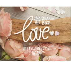 Чіпборд напис "Love", розмір 42 * 30 мм від Scrapbox