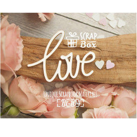 Чіпборд напис "Love", розмір 42 * 30 мм від Scrapbox