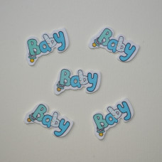 Дерев'яна гудзик Baby, блакитний, 21х36 мм, 1 шт.
