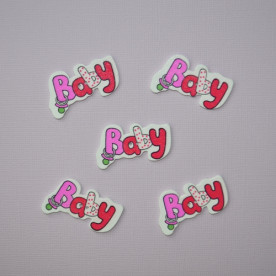 Дерев'яна гудзик Baby, червоний, 21х36 мм, 1 шт.