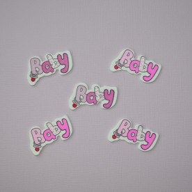 Дерев'яна гудзик Baby, рожевий, 21х36 мм, 1 шт.