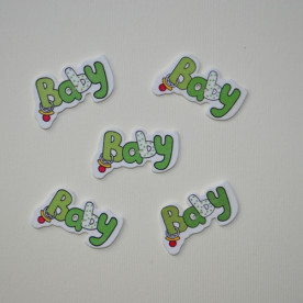 Деревянная пуговица Baby, зеленый, 21х36 мм, 1 шт.